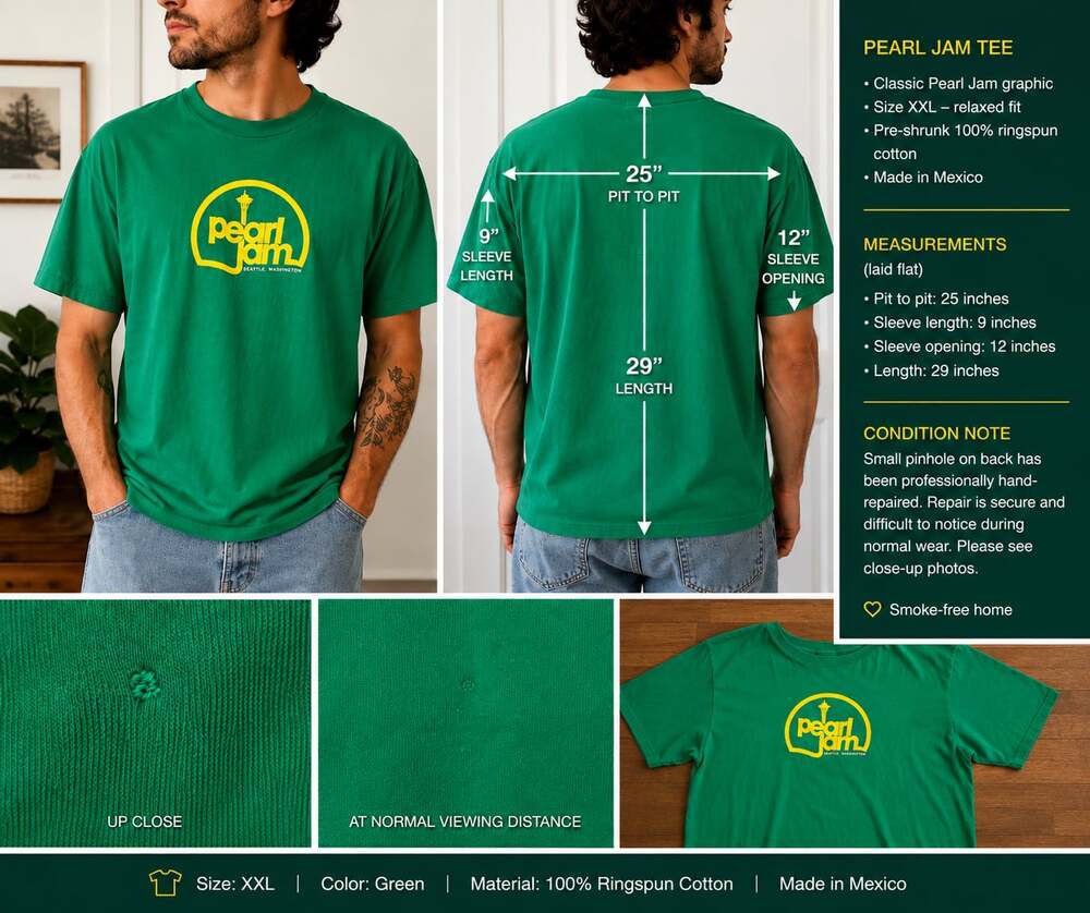 Pearl Jam Seattle Washington Graphic T-Shirt Size XXL